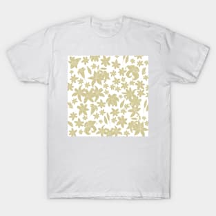 Lily Flower Pattern in Khaki T-Shirt